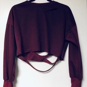 Cropped Maroon Sweatshirt (Size Medium)